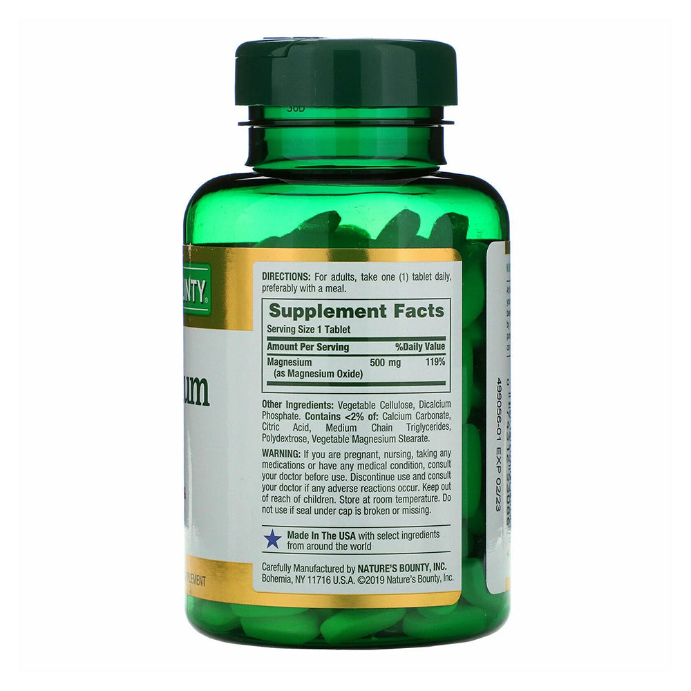 Nature'S Bounty Magnesium 500Mg Size, Coated Tablets 200 Ea