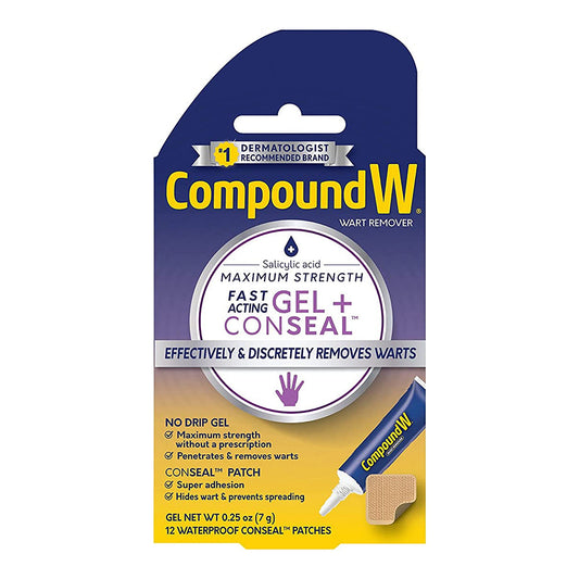 Compound W Maximum Strength Fast Acting Gel Wart Remover With 12 Conseal Patches, 0.25 Oz