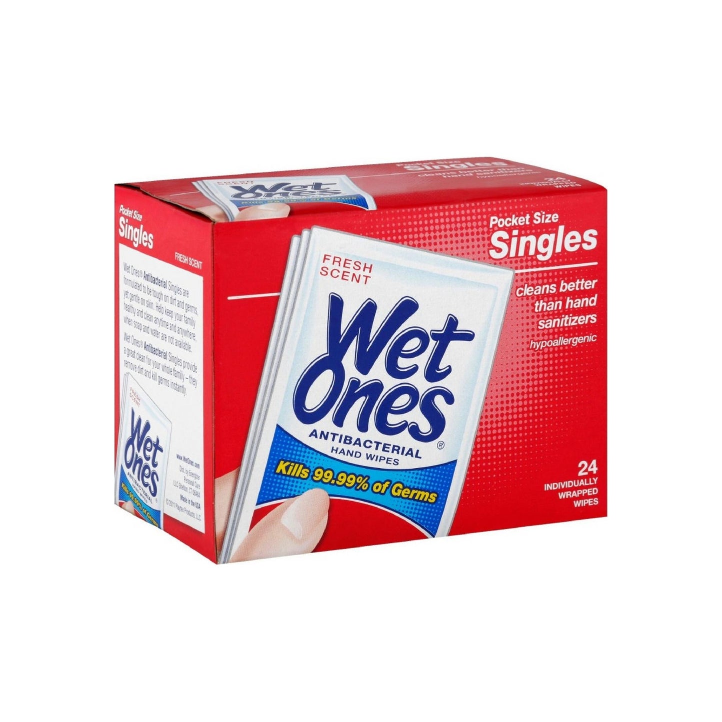 Wet Ones Antibacterial Hand Wipes Singles, Fresh Scent 24 Ea