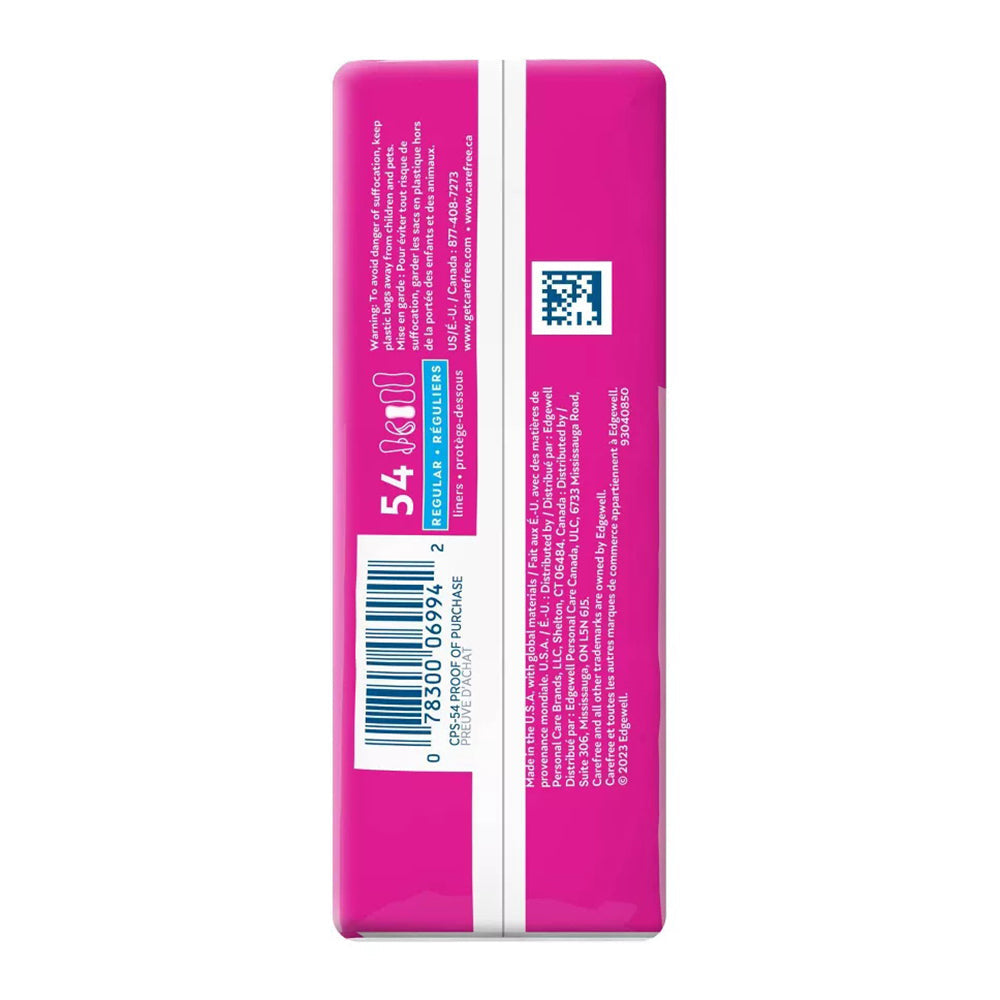 Carefree Acti-Fresh Daily Liners, Regular, Unscented, 54 Ct
