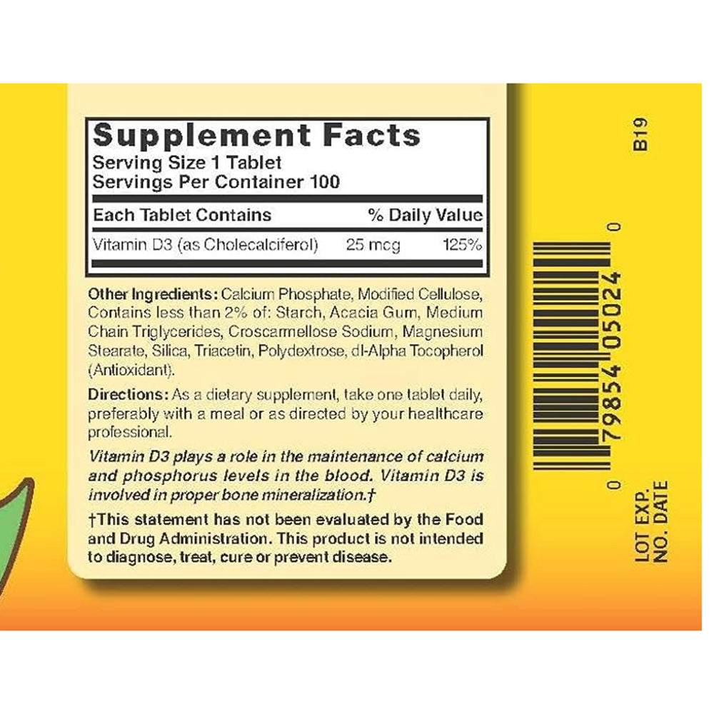 Natures Blend Vitamin D3 1000 Iu Tablets - 100 Count