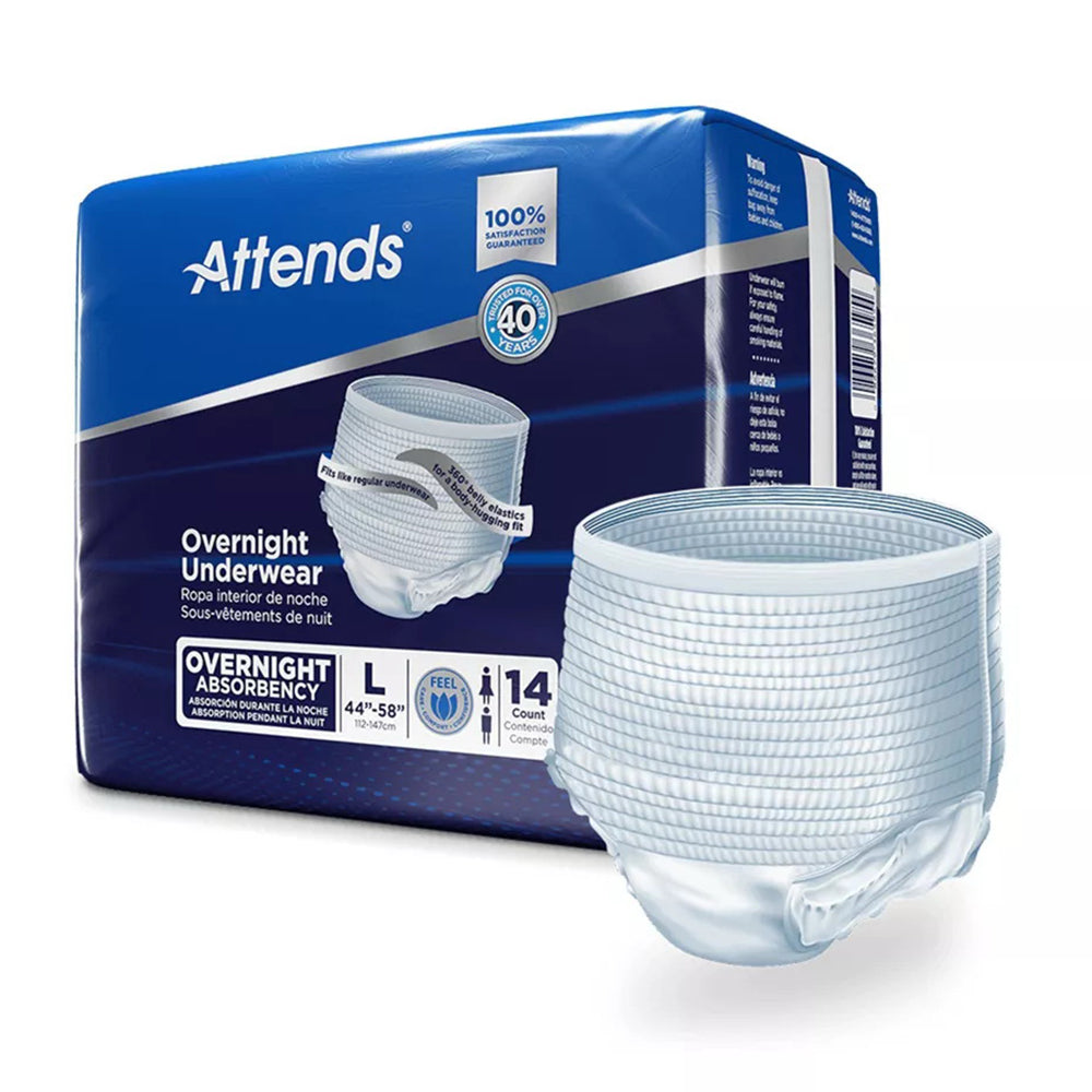 Attends Incontinence Care Underwear For Adults, Overnight, Large, 14 Count