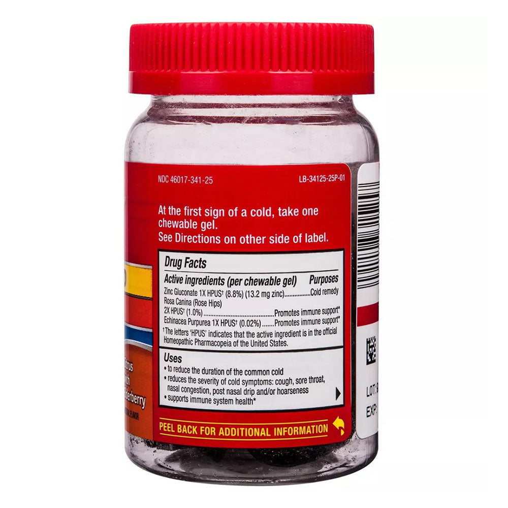 Cold-Eeze Plus Defense Natural Citrus & Elderberry Zinc Chewable Gels, 25 Ct