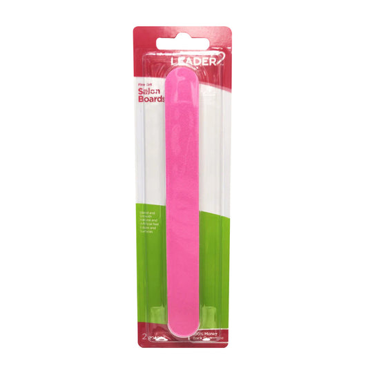 Leader Fine Grit Pink Salon Boards Nail Files Pack - 2 Ea