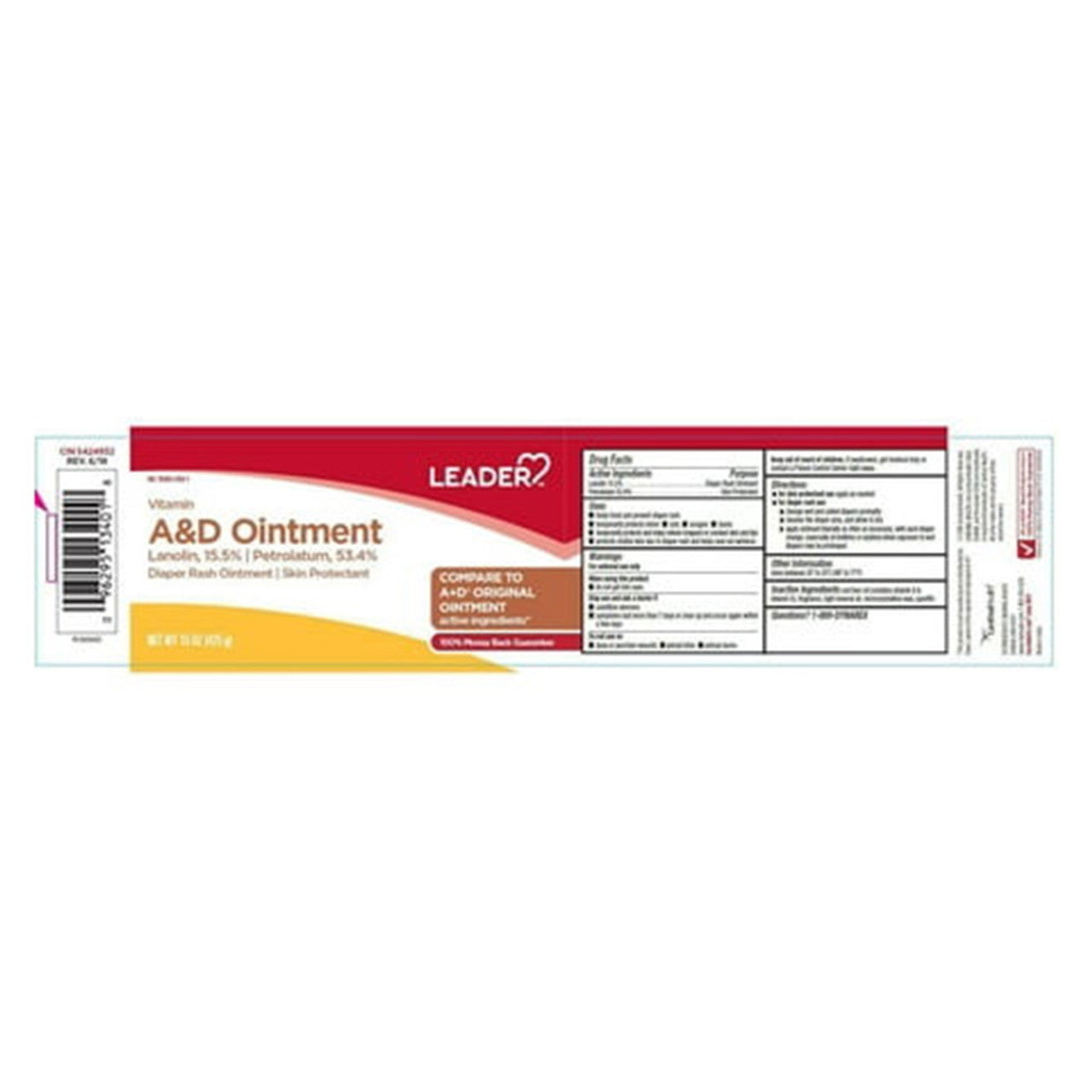 Leader Vitamin A&D Diaper Rash Ointment, 15 Oz