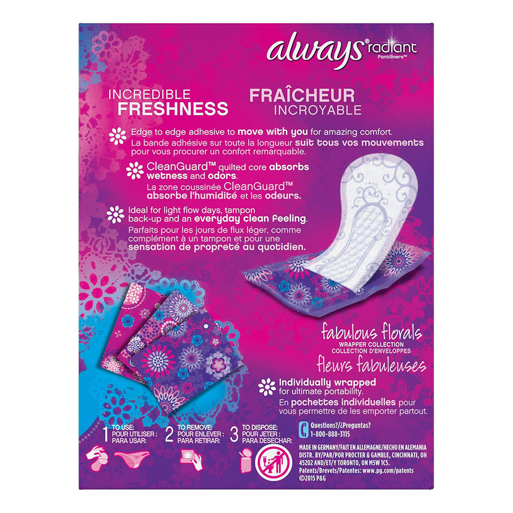 Always Radiant Daily Liners Regular, Unscented, 48 Ea