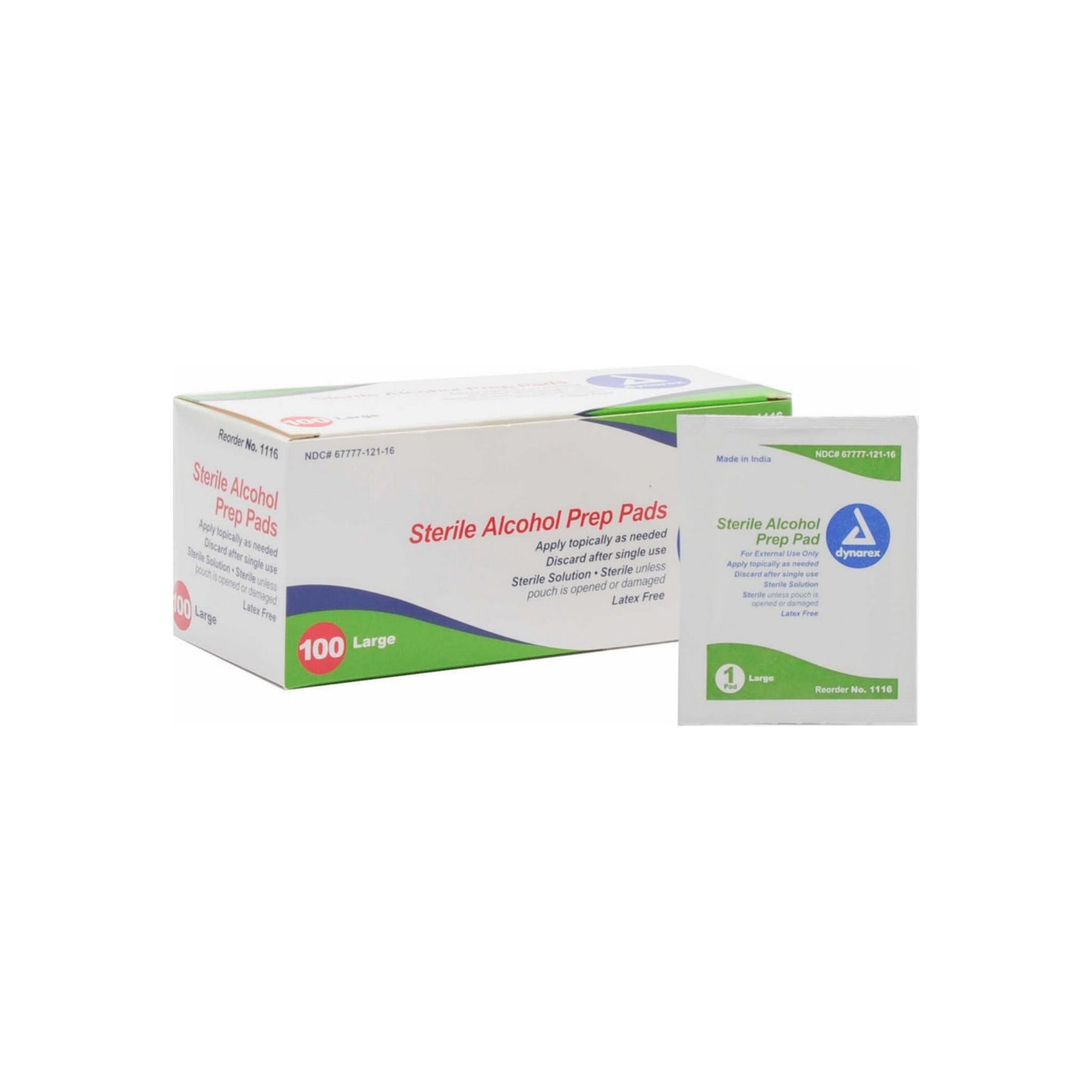 Dynarex Sterile Alcohol Prep Pads, Large 100 Ea