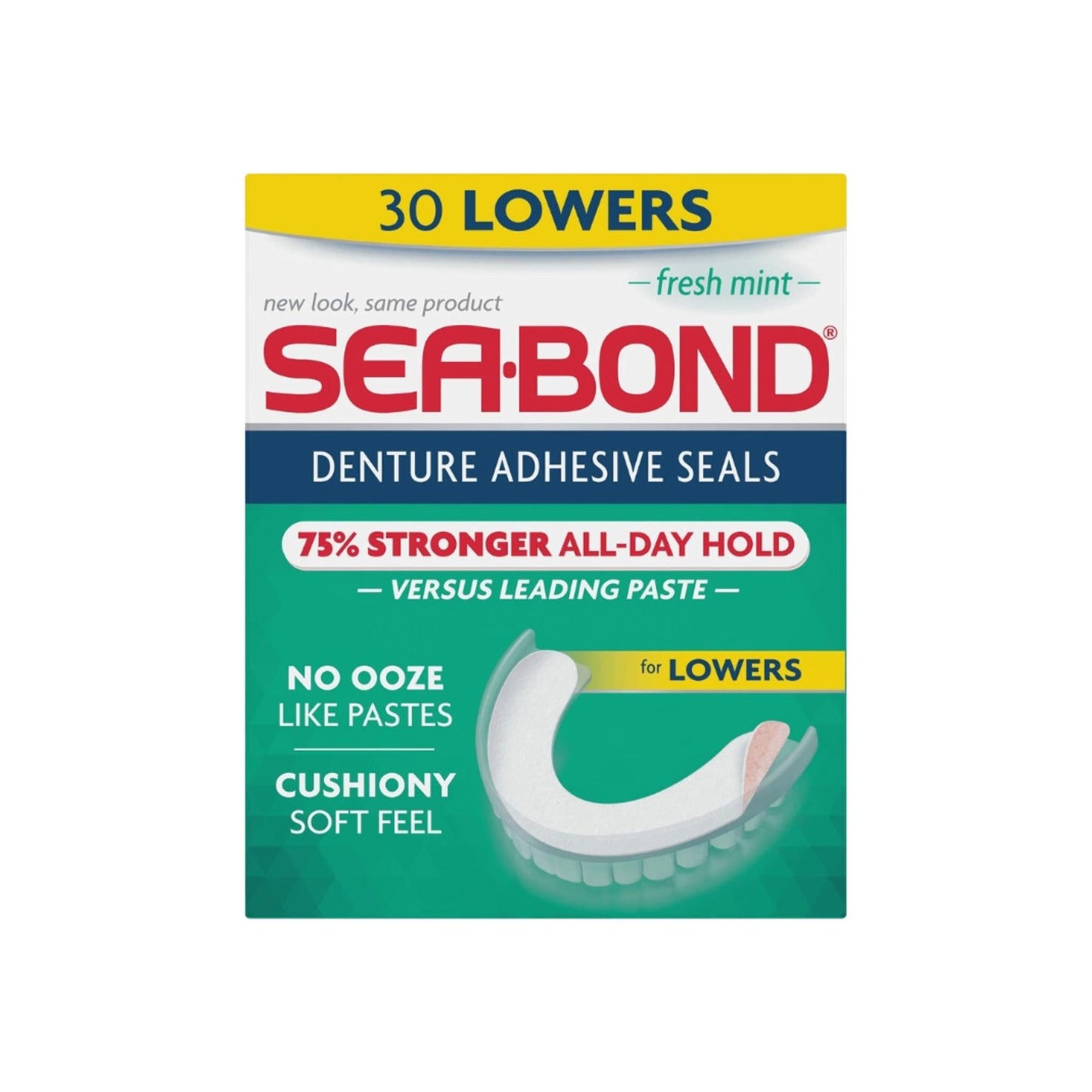 Sea-Bond Denture Adhesive Wafers Lowers Fresh Mint 30 Each