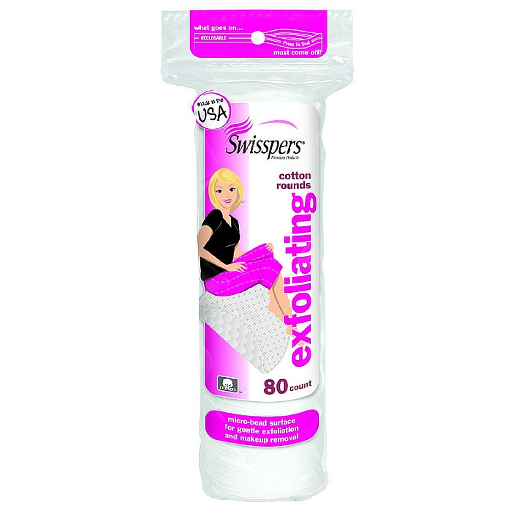 Swisspers Premium Exfoliating Cotton Rounds 80 Ea