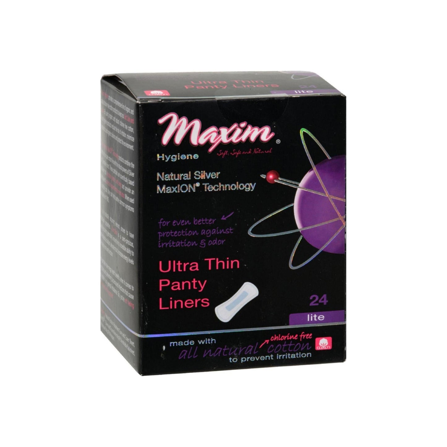 Maxim Hygiene Natural Silver Maxion Technology Ultra Thin Panty Liner, Lite 24 Ea