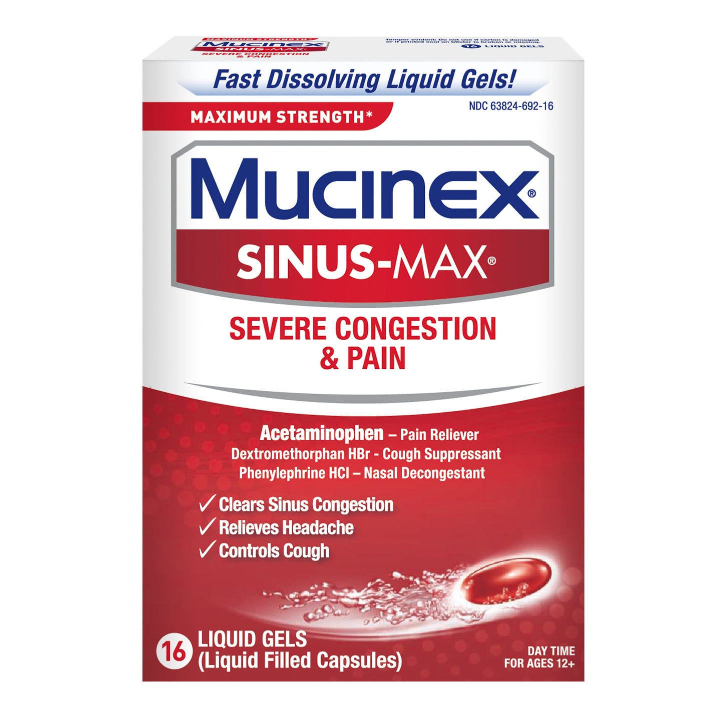 Mucinex Sinus-Max Maximum Strength Severe Congestion & Pain Liquid Gels