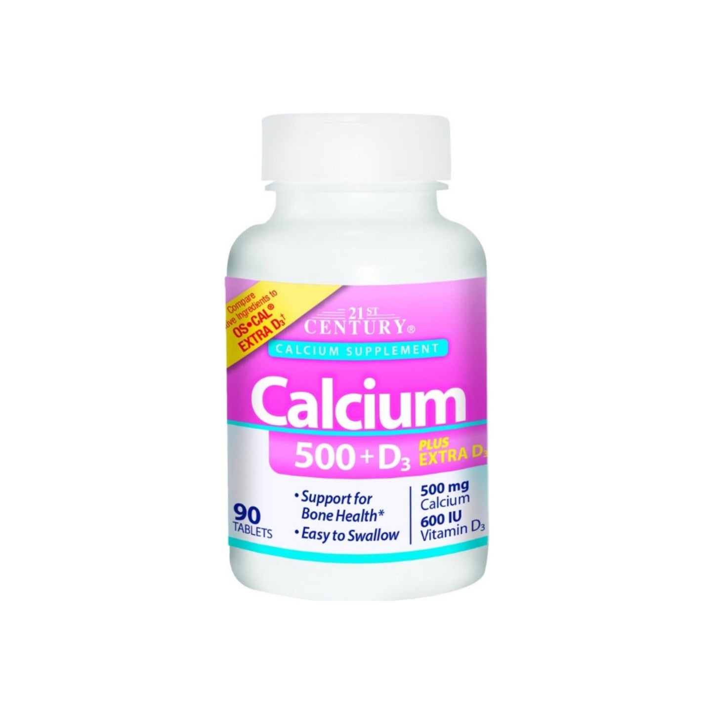 21St Century Calcium Plus Extra D Caplets, 500 Mg, 90 Ea