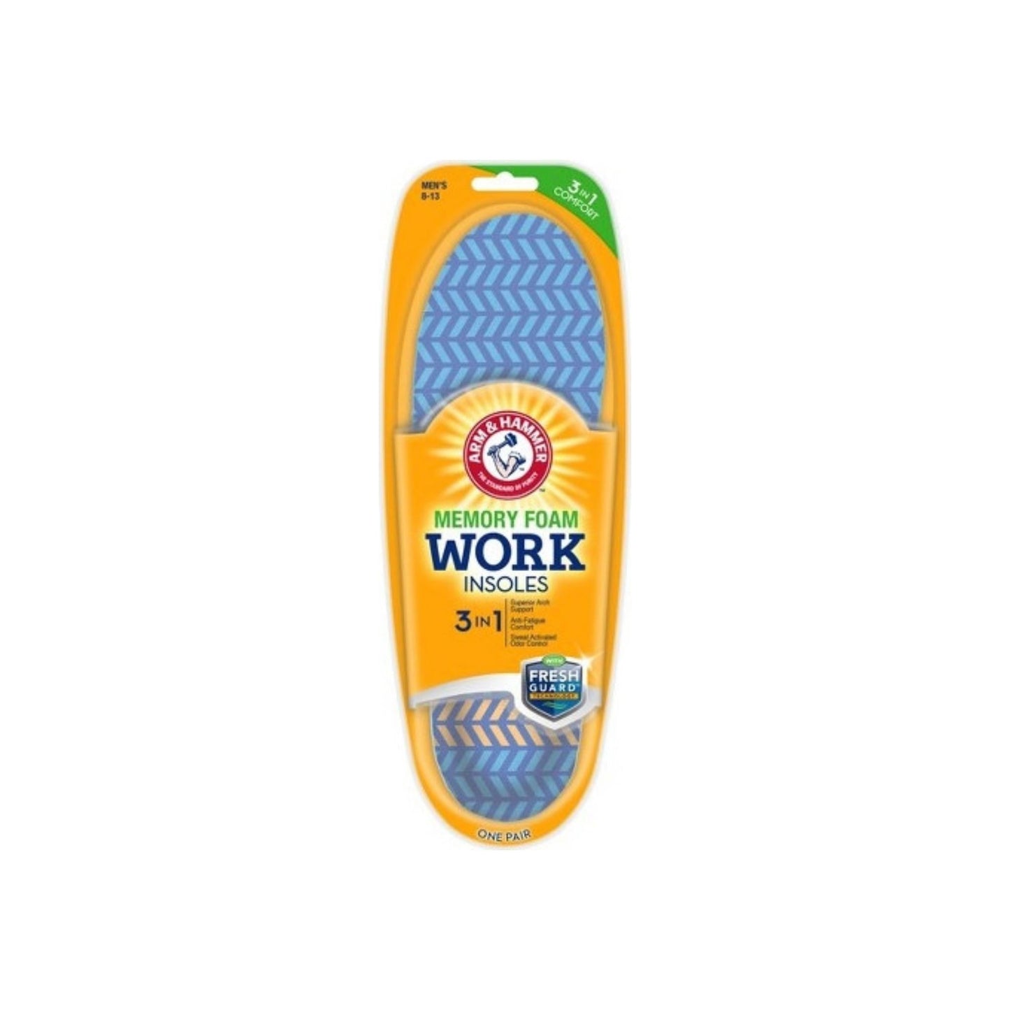 Arm & Hammer Memory Foam Work Insoles, Men'S Sizes 8-13, 1 Pair