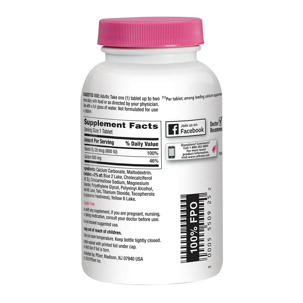 Caltrate 600 D Plus Calcium Supplement Tablets For Bone And Colon Health Care- 200 Ea