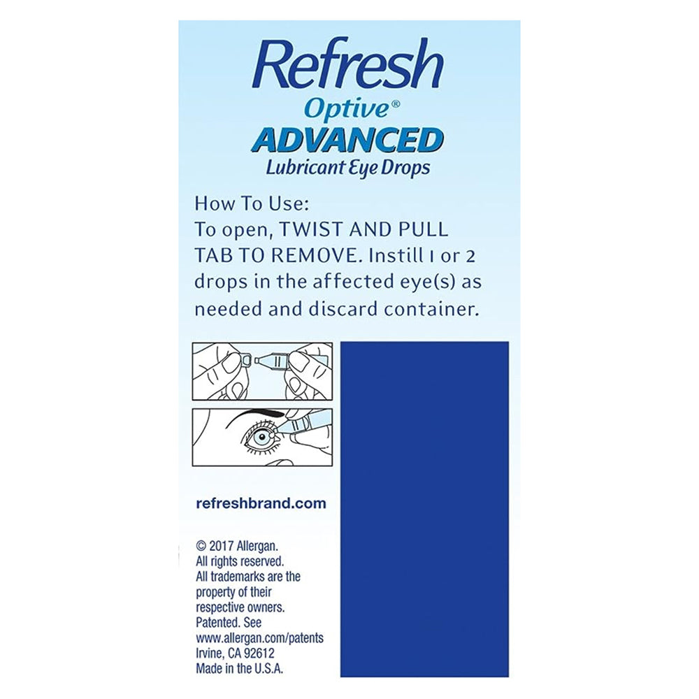 Refresh Optive Advanced Lubricant Eye Drops Single Use Containers 30 Ea