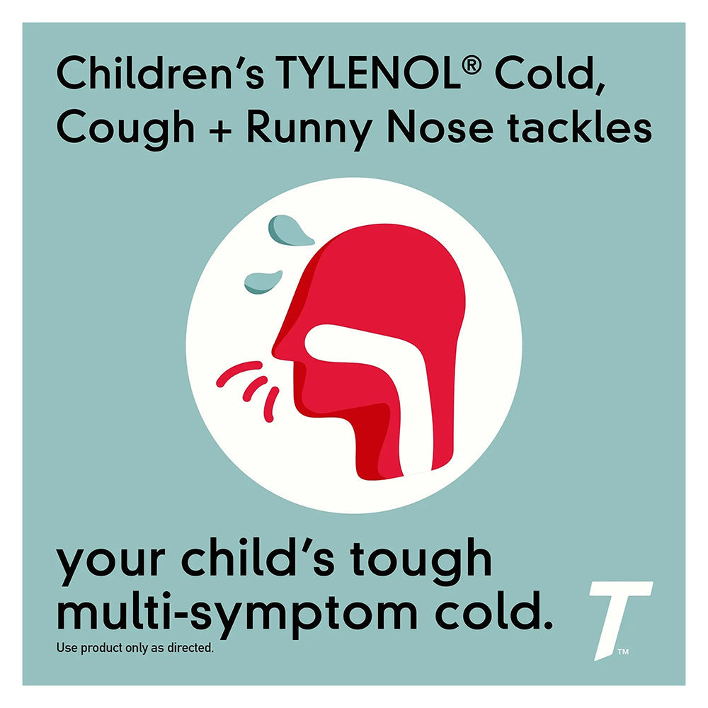 Children'S Tylenol Cold + Cough + Runny Nose & Fever Medicine With Acetaminophen, Grape, 4 Fl. Oz