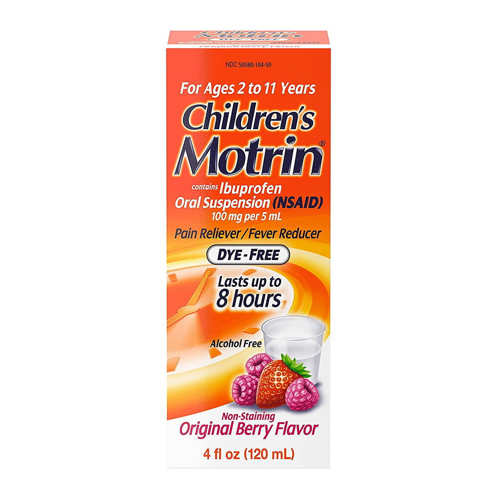 Motrin Children'S Dye-Free Pain Reliever/Fever Reducer, Original Berry Flavor 4 Oz