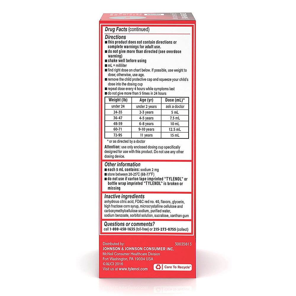 Tylenol Children'S Oral Suspension Very Berry Strawberry 4 Oz
