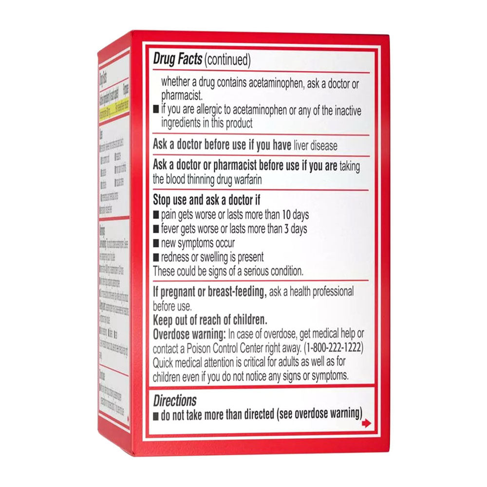 Tylenol Extra Strength Coated Tablets With Acetaminophen 500Mg, Red, 24 Count