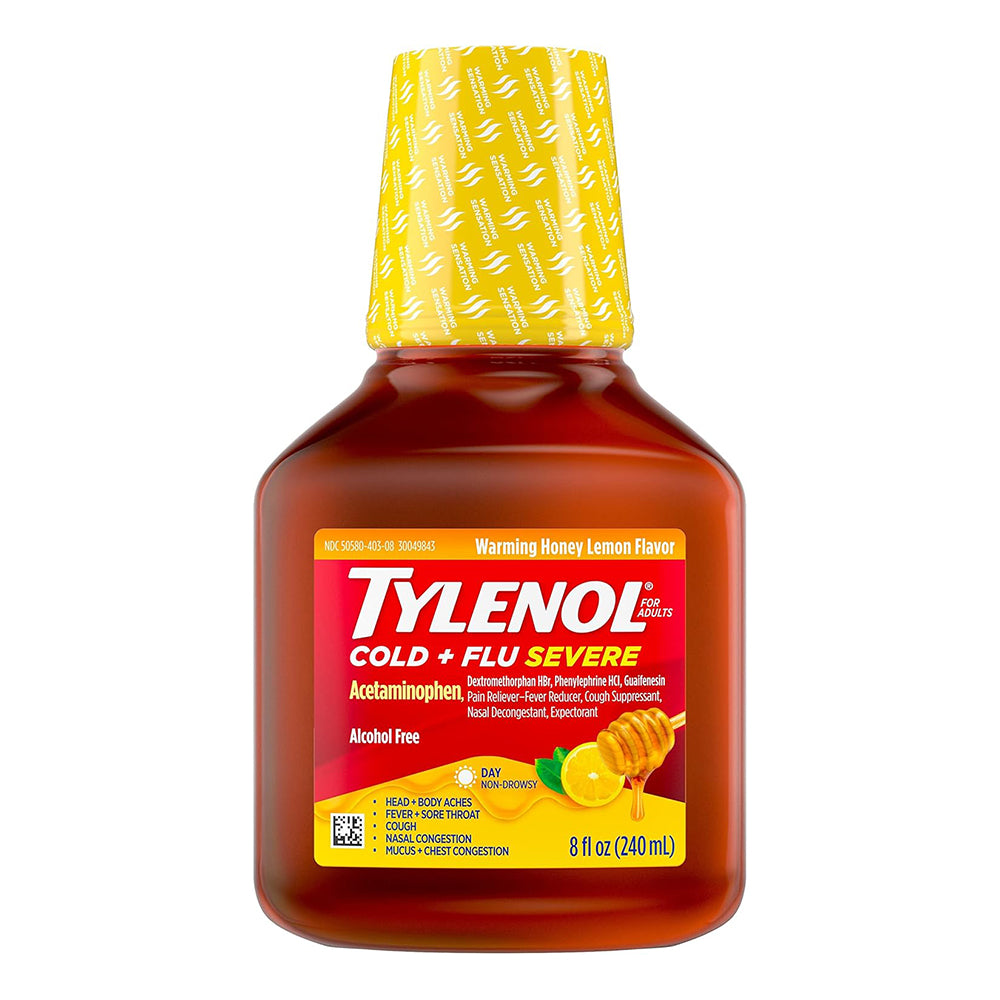 Tylenol Cold + Flu Severe Flu Medicine Honey Lemon Flavor - 8 oz