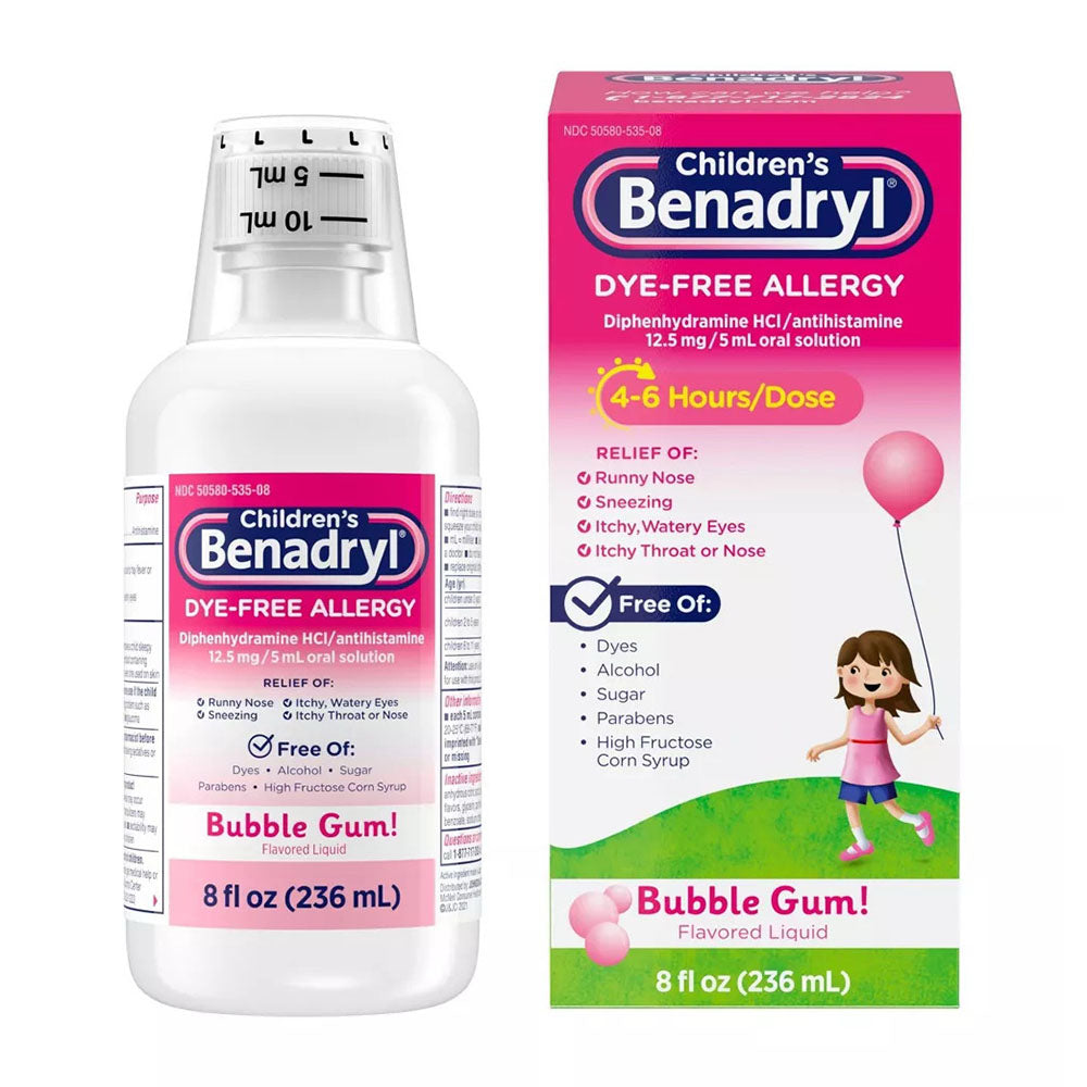 Benadryl Children'S Dye-& Sugar-Free Allergy Relief Liquid Medicine 8 Fl Oz