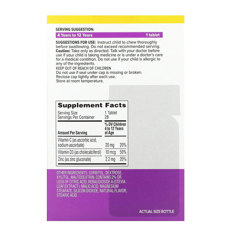 Zarbee'S Kids Immune Support, Vitamin C, D & Zinc Daily Immunity Vitamins For Children ,28 Ct