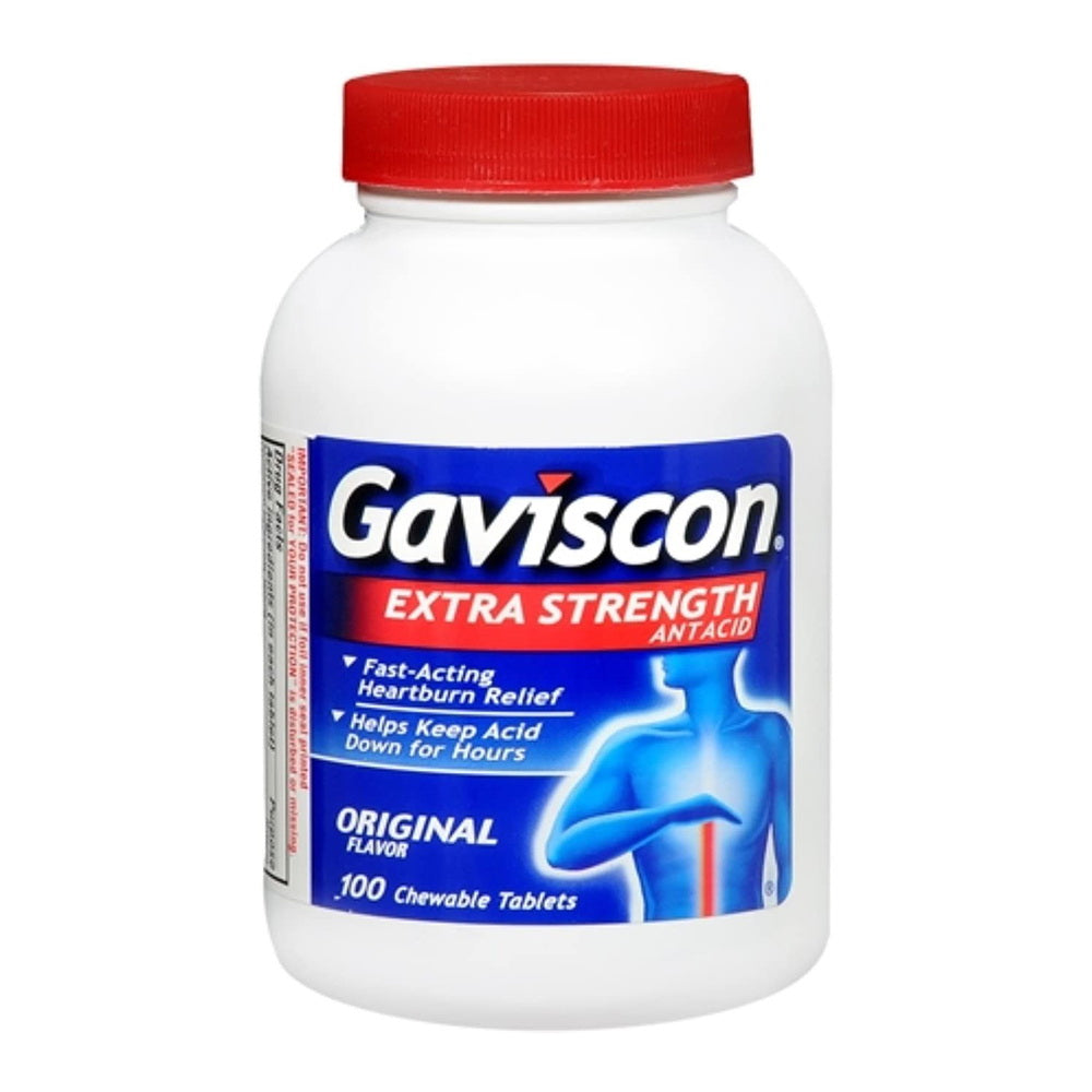 Gaviscon Extra Strength Antacid Original Flavor - 100 Tablets