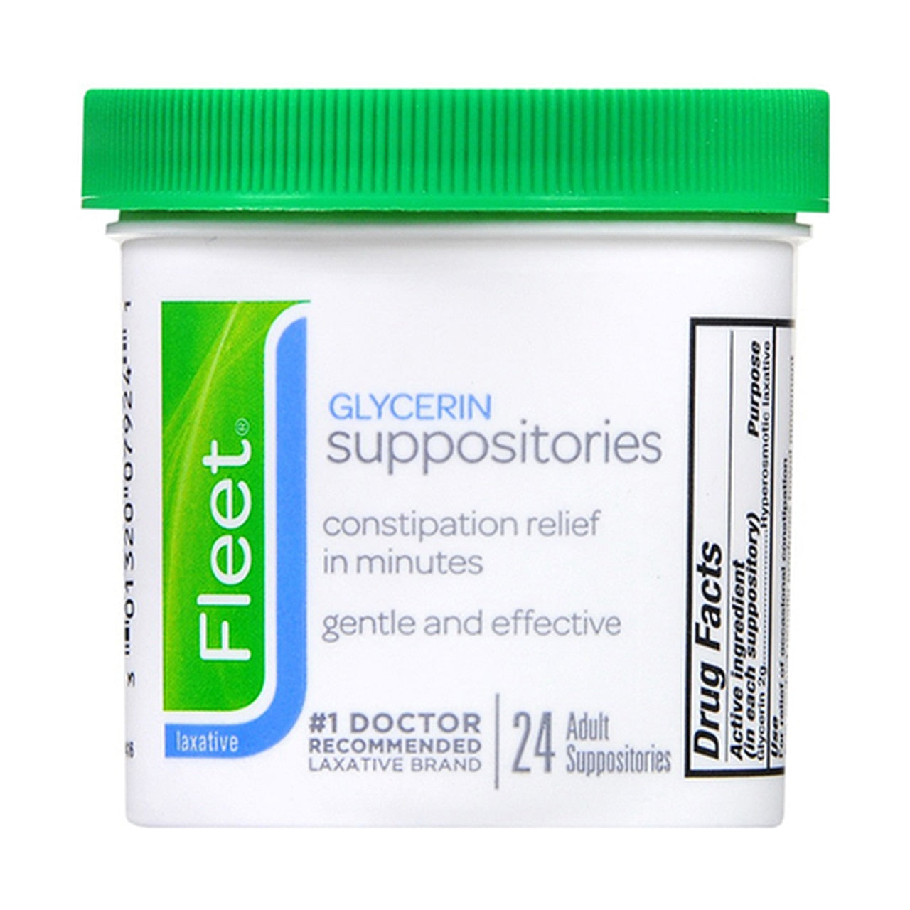 Fleet Glycerin Laxative Constipation Relief Adult Suppositories Jar - 24 Ea