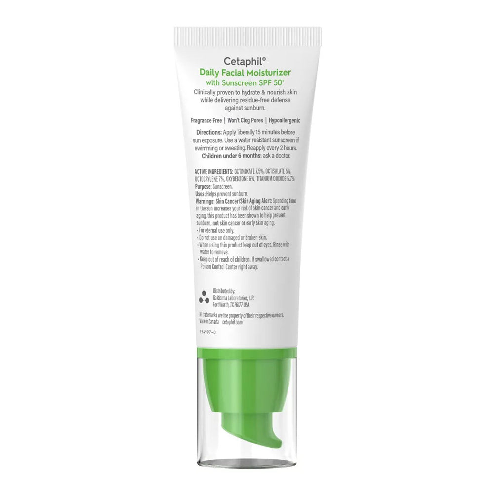 Cetaphil Daily Facial Moisturizer For All Skin Types, Spf 50 - 1.7 Oz