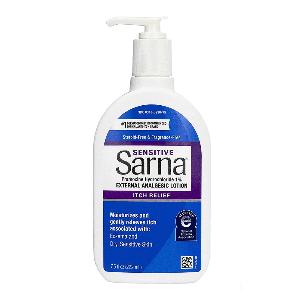 Sarna Sensitive Steroid-Free Anti-Itch Lotion For Dry Irritated Skin, Fragrance Free - 7.5 Oz