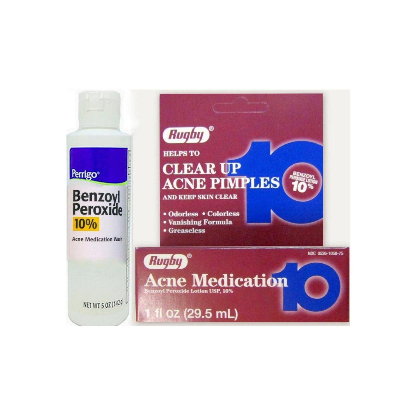 Rugby Acne Medication Benzoyl Peroxide Lotion 10% 1 Oz