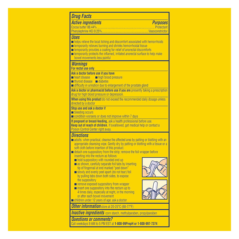 Preparation H Hemorrhoid Symptom Treatment Suppositories, 48 Count