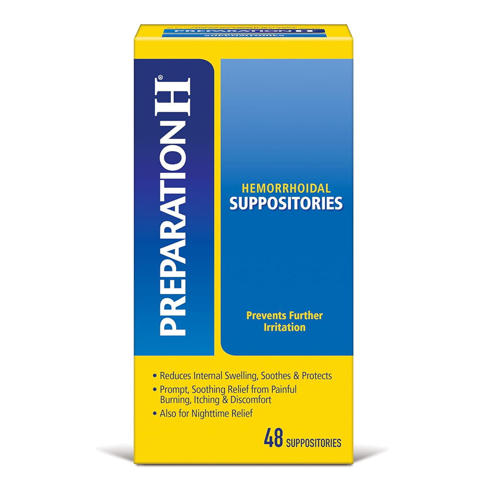 Preparation H Hemorrhoid Symptom Treatment Suppositories, 48 Count