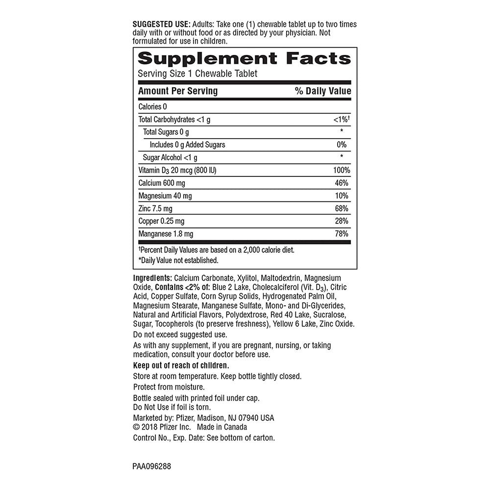 Caltrate Chewables 600 Plus D3 Plus Minerals Calcium Vitamin D Supplement, 60 Count