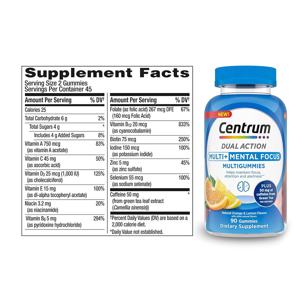 Centrum Multigummies Multi+ Dual Action Mental Focus Adult Multivitamin 90 Count