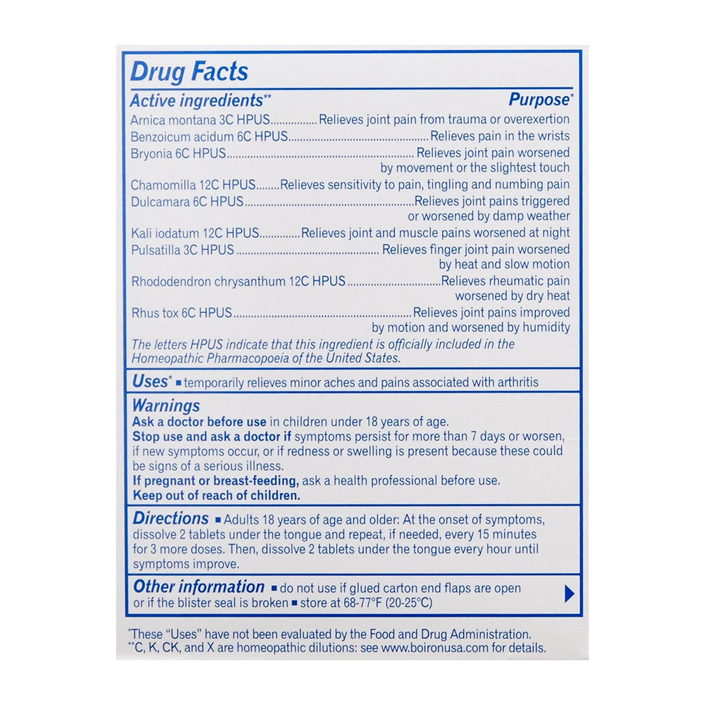 Boiron Arnicare Arthritis Pain Relief Tablets, Homeopathic Medicine - 60 Each