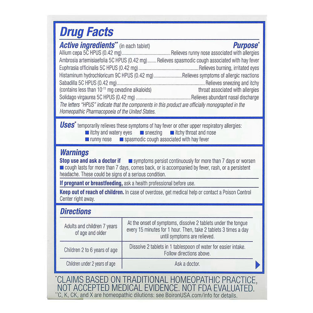 Boiron Allergycalm Tablets For Relief From Allergy And Hay Fever Symptoms Of Sneezing 60 Ct