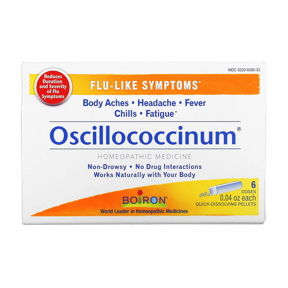 Boiron Oscillococcinum Flu-Like Symptoms Homeopathic Medicine, 6 Doses, 0.04 Oz Ea