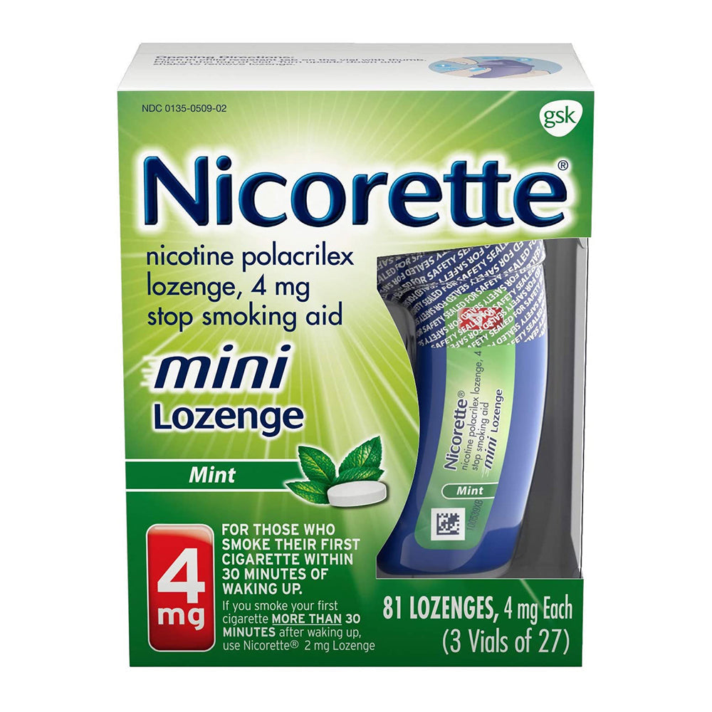 Nicorette Mini Nicotine Lozenge Mint 4 Milligram Stop Smoking Aid - 81 Count