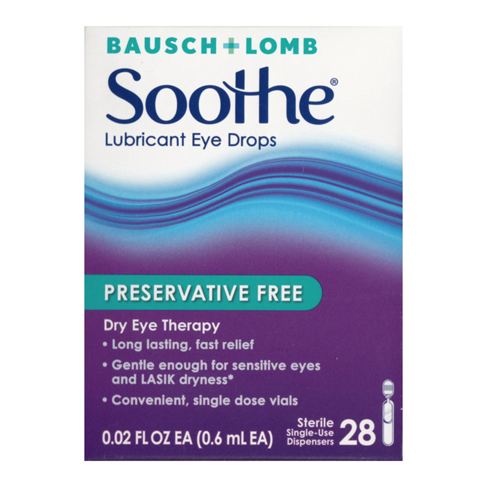 Bausch + Lomb Soothe Preservative-Free Lubricant Eye Drops, Box Of 28 Single Use Dispensers