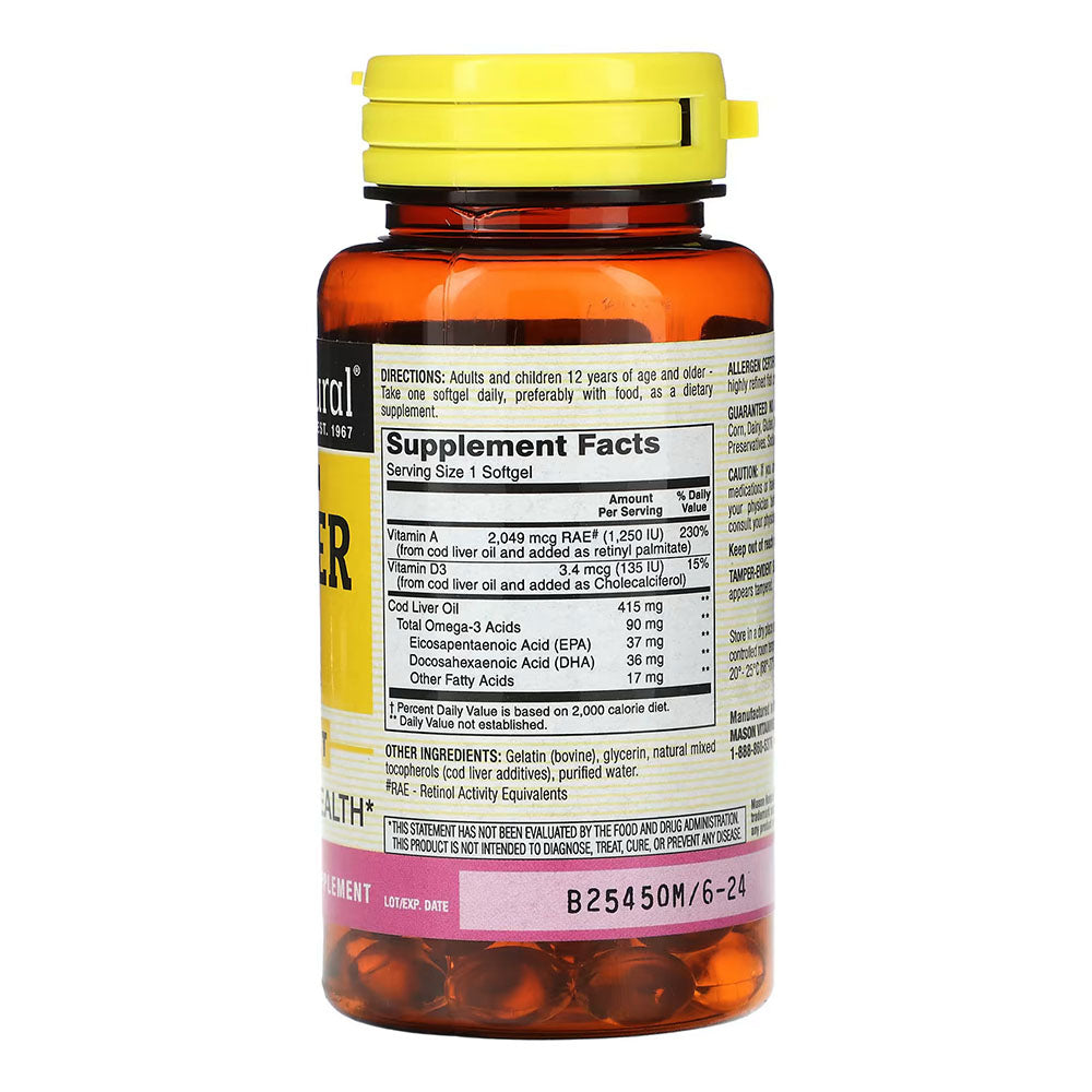 Mason Vitamins Cod Liver Oil 10 Minims Softgels - 100 Count