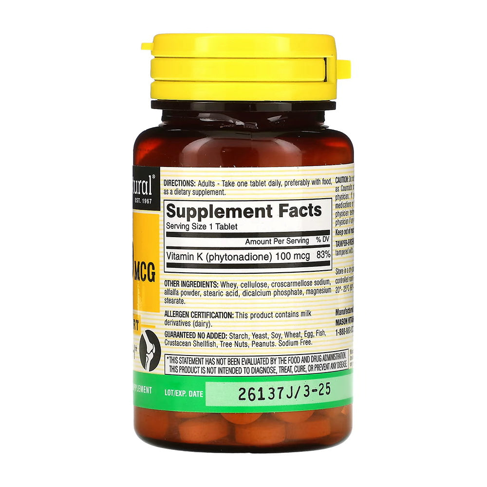 Mason Natural K 100 Mcg Tablets - 100 Ea
