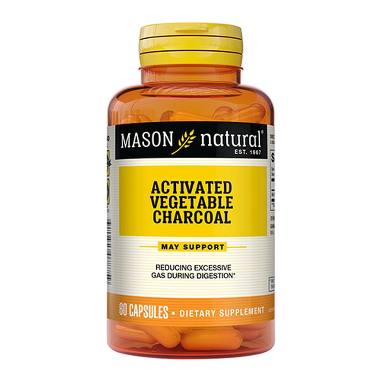Mason Natural Activated Vegetable Charcoal Capsules - 60 Ea
