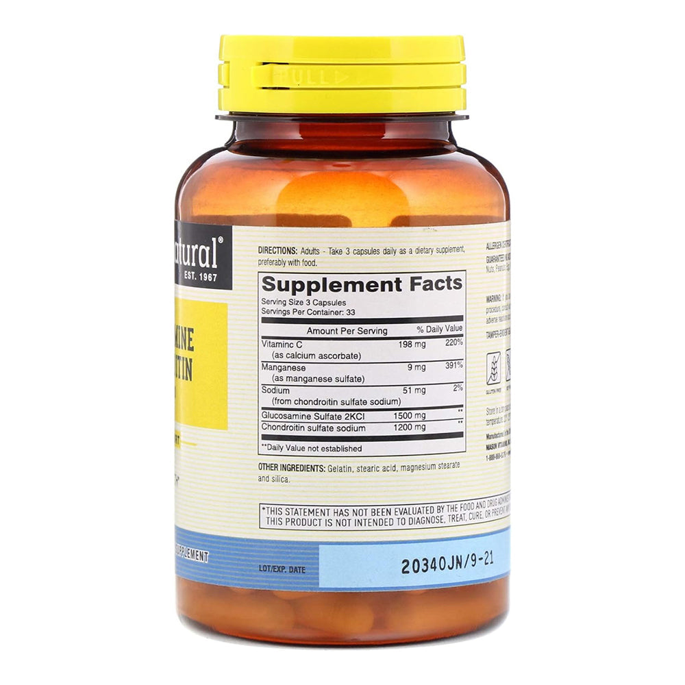 Mason Natural Extra Strength Glucosamine Chondroitin 1500/1200, Joint - 100 Capsules