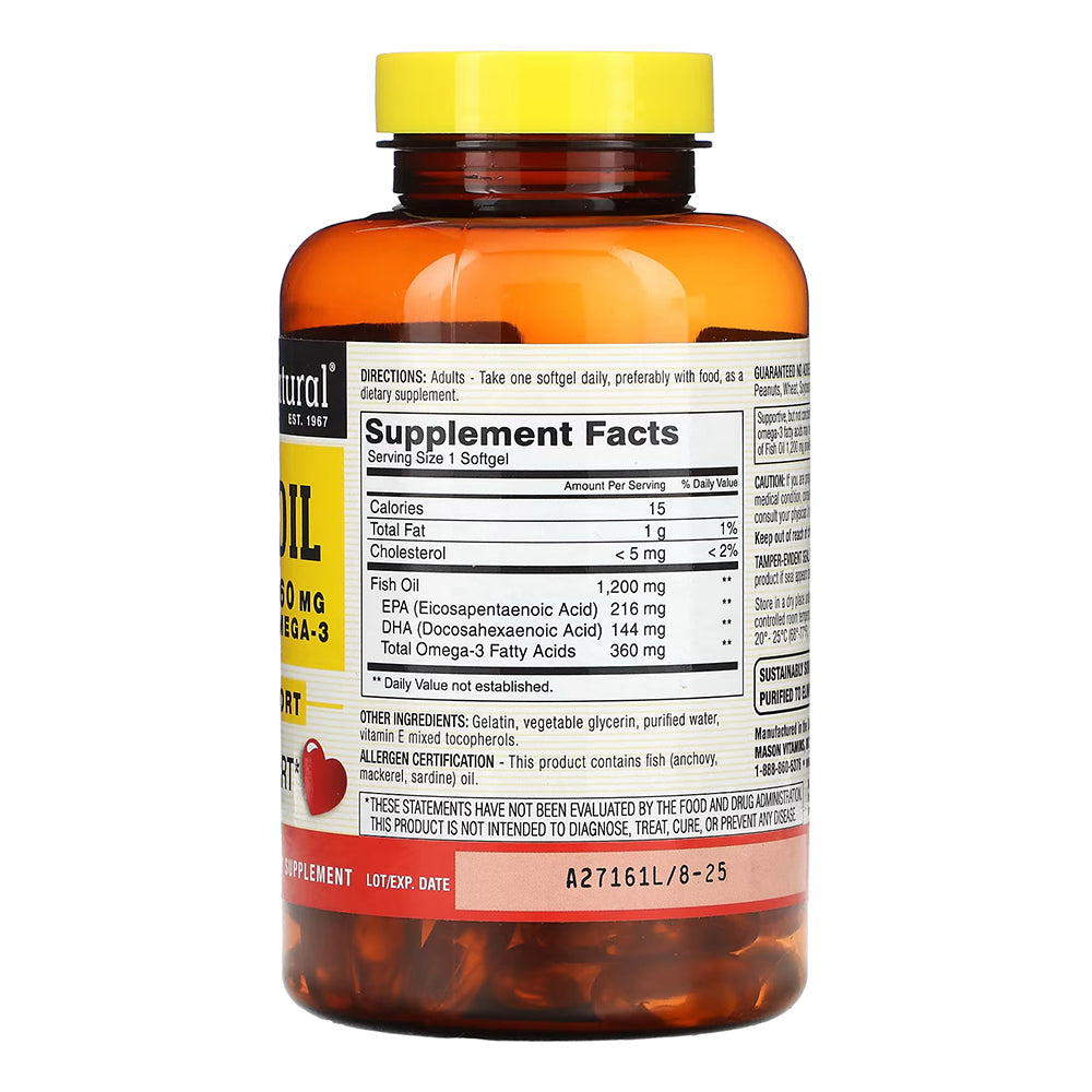 Mason Natural Fish Oil, 1,200 Mg - 120 Softgels