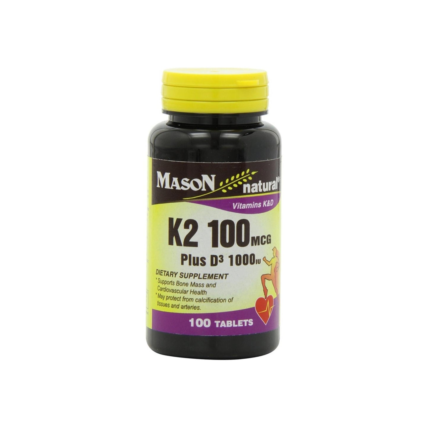 Mason Natural K2 100 Mcg Plus D3 1000 Iu Tablets - 100 Ea