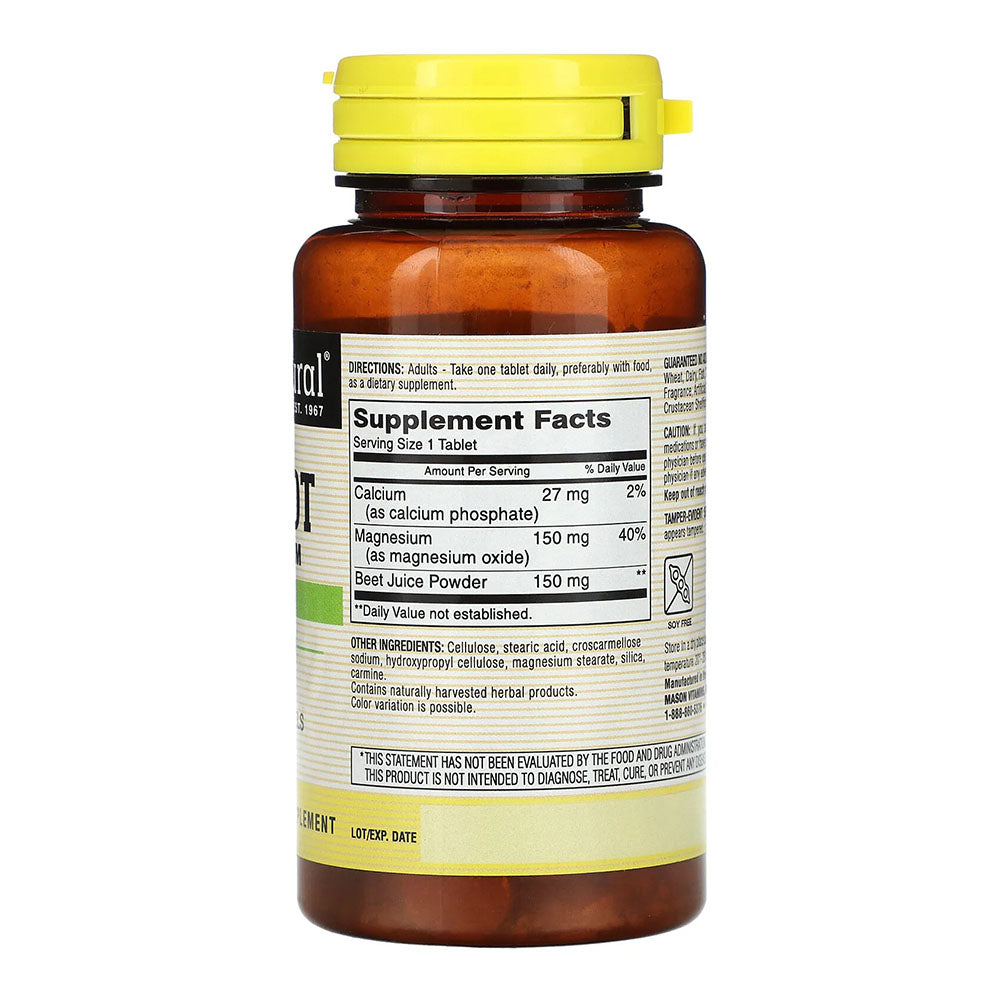 Mason Natural Beet Root With Magnesium & Calcium, Heart Health Care- 100 Tablets