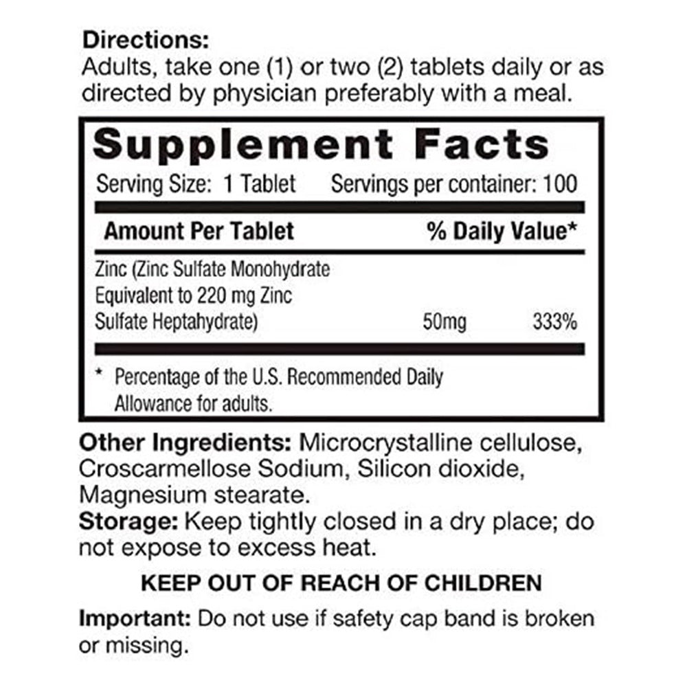 Rising'S Zinc 50Mg Tablets - Dietary Supplement For Immune Support System - 100 Tablets