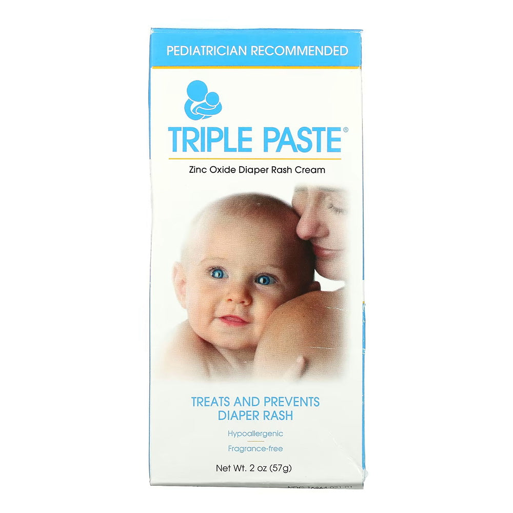 Triple Paste Diaper Rash Cream, Hypoallergenic Medicated Ointment For Babies - 2 Oz