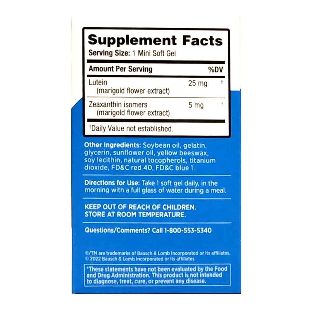 Bausch + Lomb Ocuvite Lutein 25Mg Lutein & Zeaxanthin Supplement, 30 Softgels